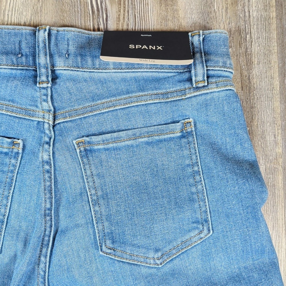 SPANX Women's Wide Leg Denim Jeans in Medium Blue - Picture 12 of 13